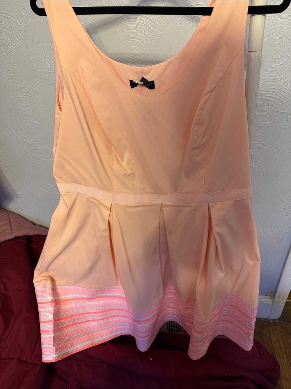 Isaac Mizrahi Peach and Light Pink Sleeveless Pleated Dress